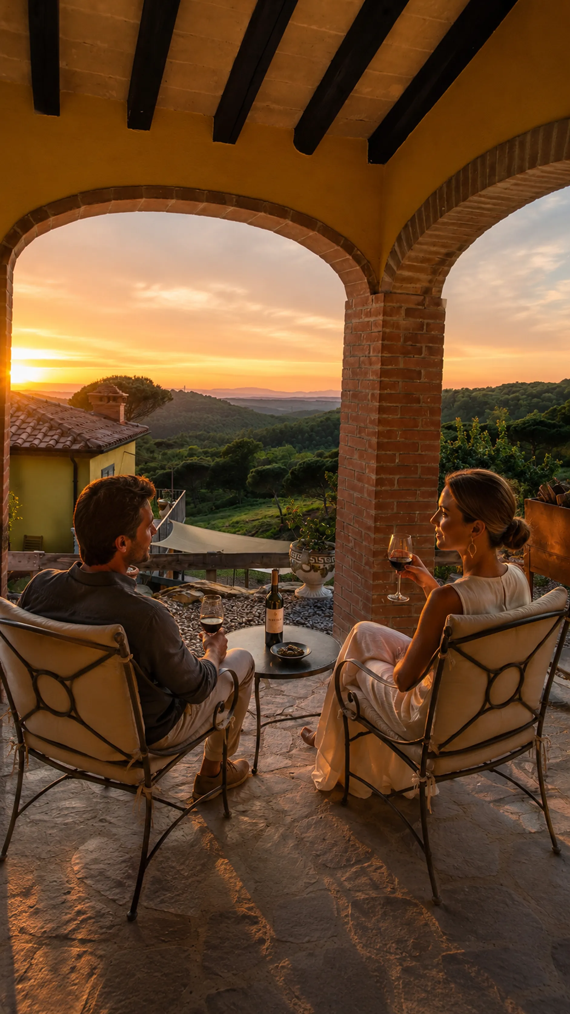 Aperitivo for two under the arch as the sun goes down