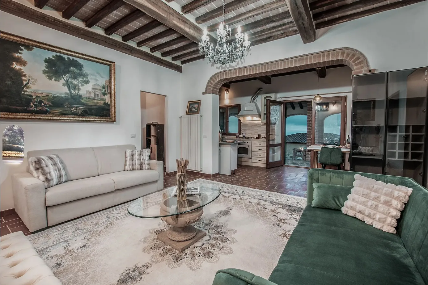 The Napoli Suite — a bright, two-bedroom retreat with panoramic Tuscan views